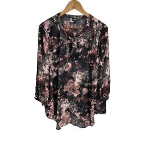 Torrid Georgette Long Sleeve Bow Tie Blouse Size 3X